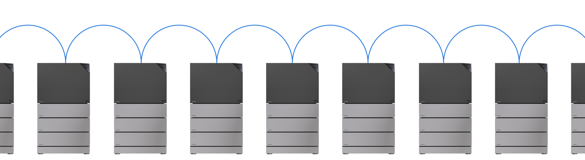 Viele miteinander verbunden Stromspeicher des Typs Ampere.StoragePro